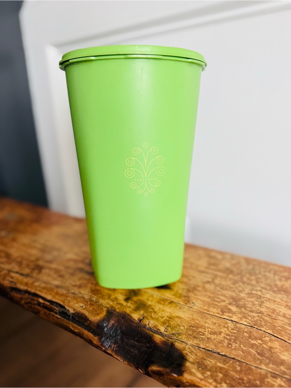 Vintage lime Green 10" Tubberwear cannister